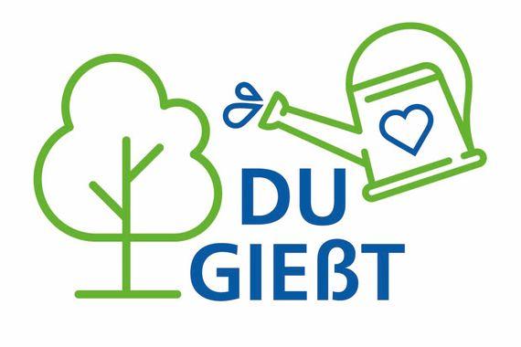 Logo DU gießt Logo DU gießt mit Gießkanne und Baum